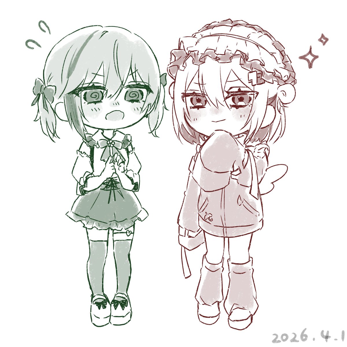 じょしふぉに！！！ 🩷→💚、🩵→♥️