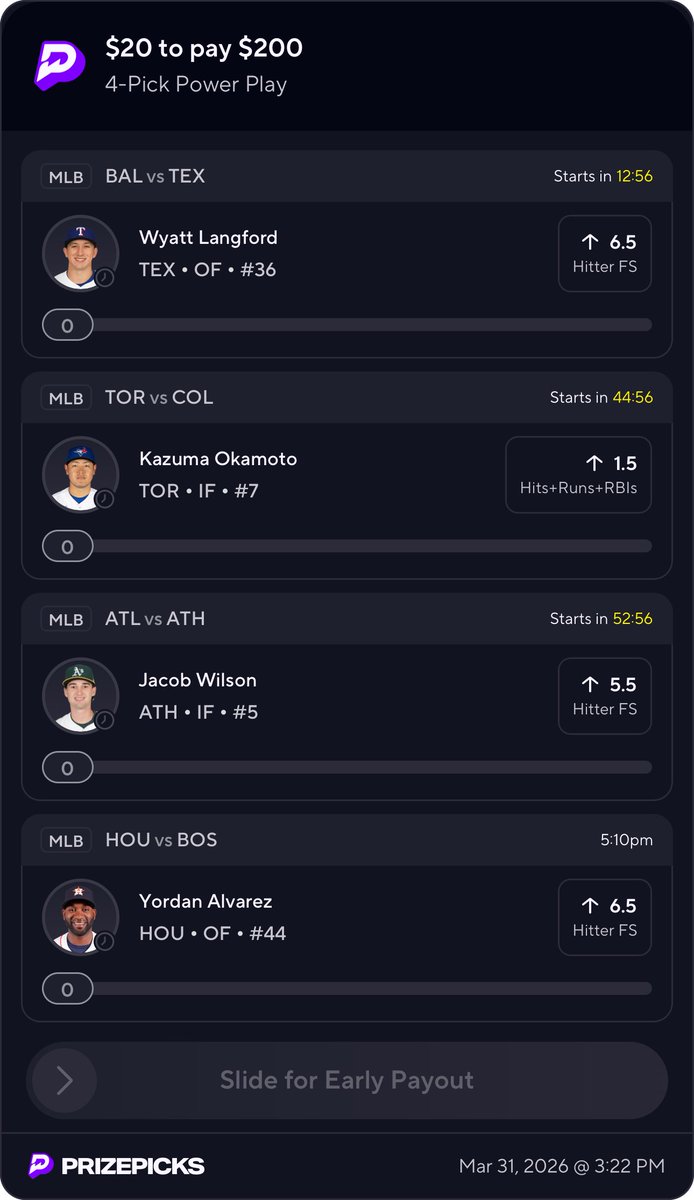 TopShelfPr0ps's tweet photo. 4 Hitters I like today ๐โพ๏ธ https://t.co/mLVCeq9aGk