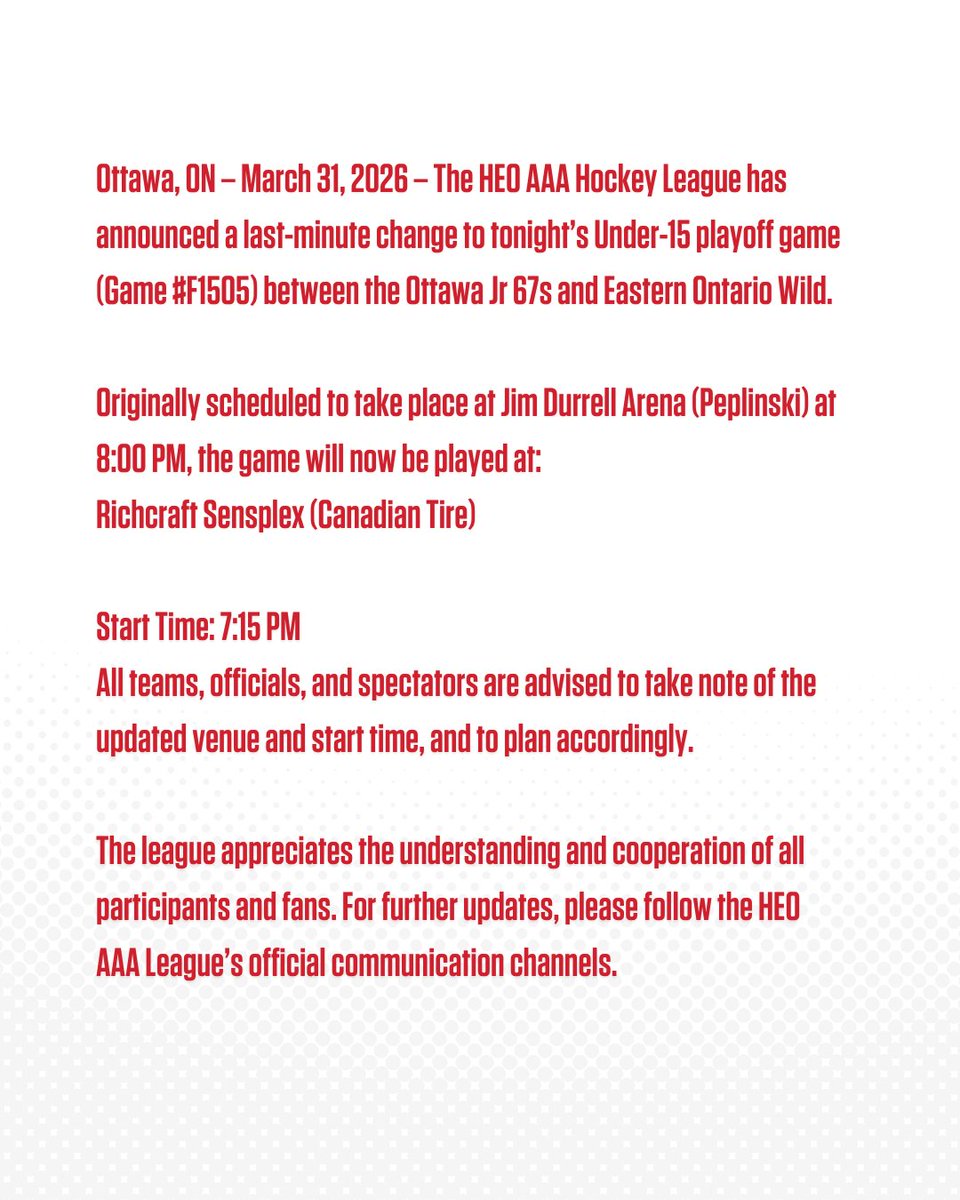 HEO 'AAA' Hockey League tweet media