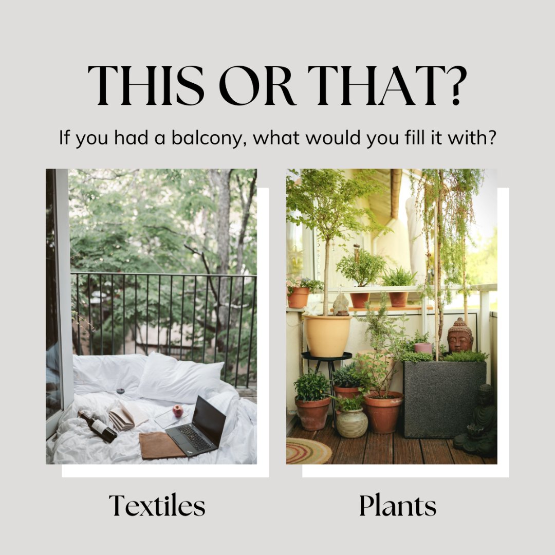 HorneyLori's tweet photo. Imagine what your ideal balcony arrangement would look like.
Would you go for comfy textiles for lounging or opt for a fresh, green oasis with plants?
#TheLoriHorneyTeam #1Ruoff #lorihorney.com #LovetoLend #TopLender #Indiana #Michigan #Kentucky #Tennessee #Alabama #Georgia https://t.co/RiNK0YmcjB
