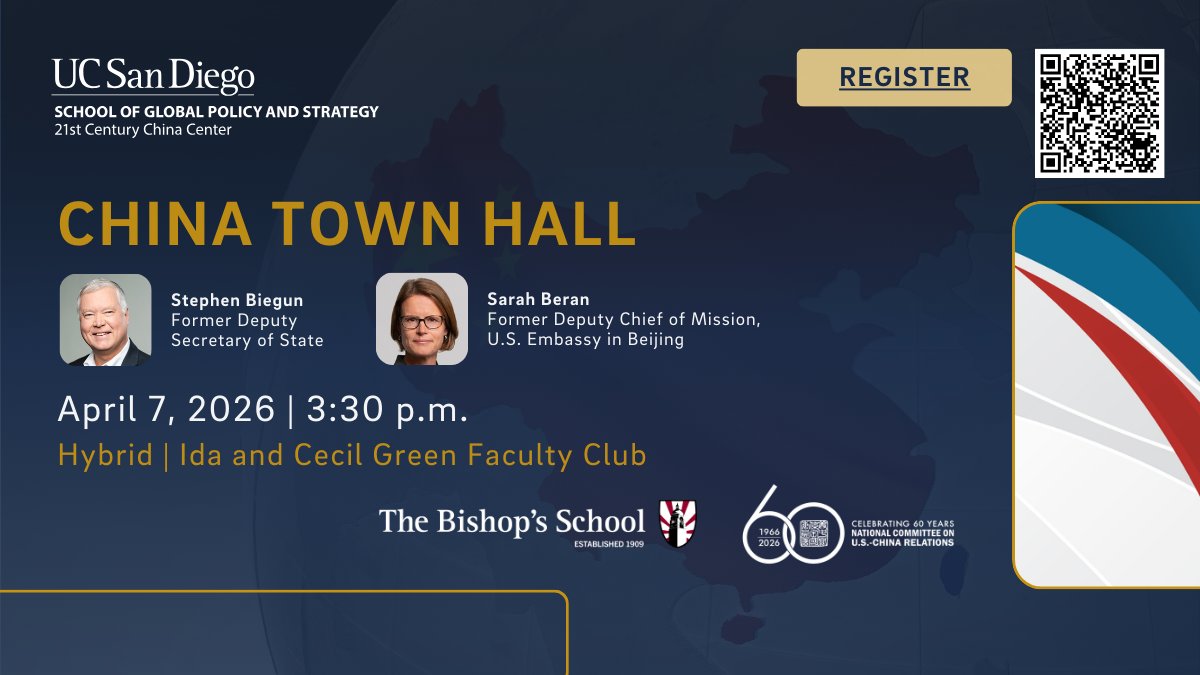 21CenturyChina's tweet photo. 📢China Town Hall: The U.S.-China Relationship and Implications for Taiwan 
📚Senior diplomats Steve Biegun and Sarah Beran address U.S.-China relations, while @kharisborloff will speak on the implications for Taiwan. 
📆Tue. Apr 7, 3:30pm
👉RSVP: https://t.co/f0NlCsZ7FR https://t.co/mgwxfc1cvH