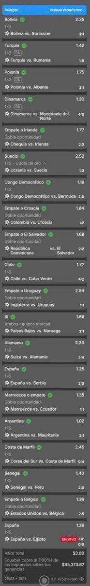 PresagiosDelChe's tweet photo. Para los que estaban con el pendiente:

AL FINAL SÍ HIZO CASHOUT, +$45 373,67 🤯, imagina ganar 45 lucas con 3 latas, es la MEJOR APUESTA DE LA HISTORIA DE X ECUADOR 🇪🇨💰 https://t.co/mwy6guueP1