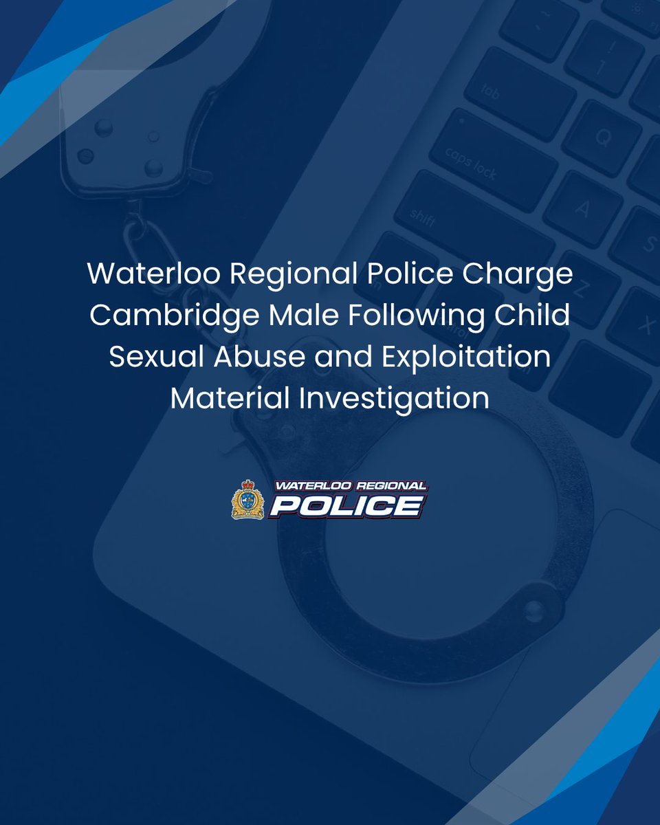 WRPSToday's tweet photo. Our Cybercrime – Internet Child Exploitation Unit has charged a 42‑year‑old Cambridge male following an investigation into child sexual abuse and exploitation material. 

Officers executed a search warrant at a Cambridge residence on March 30, 2026, where the accused was arrested and held for a bail hearing.

Charges include Making Child Sexual Assault and Exploitation Material and Voyeurism.

More: https://t.co/j7DYEfOAlb

WA26043886