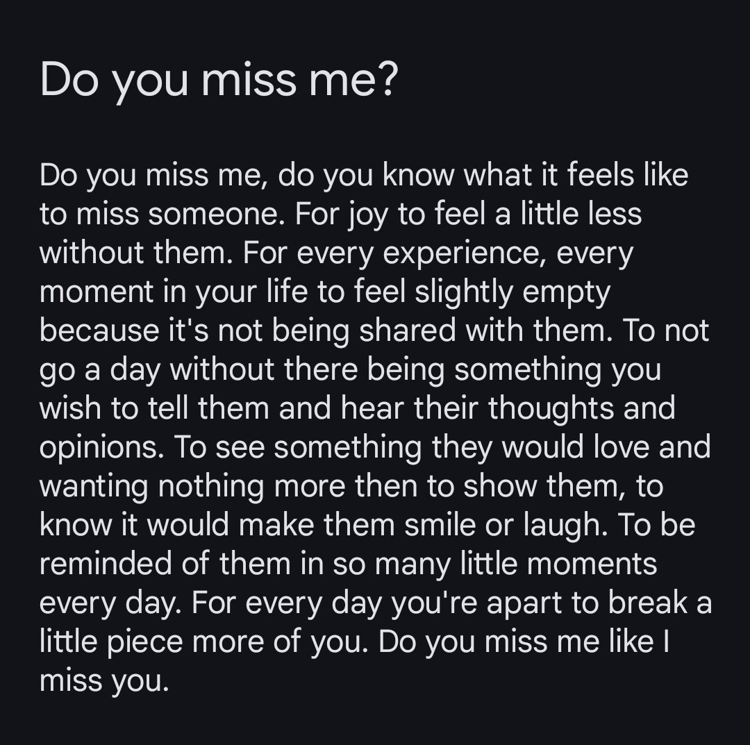 Do you miss me