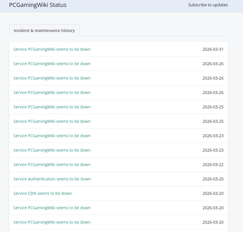 pcgamingwiki is down, come back please