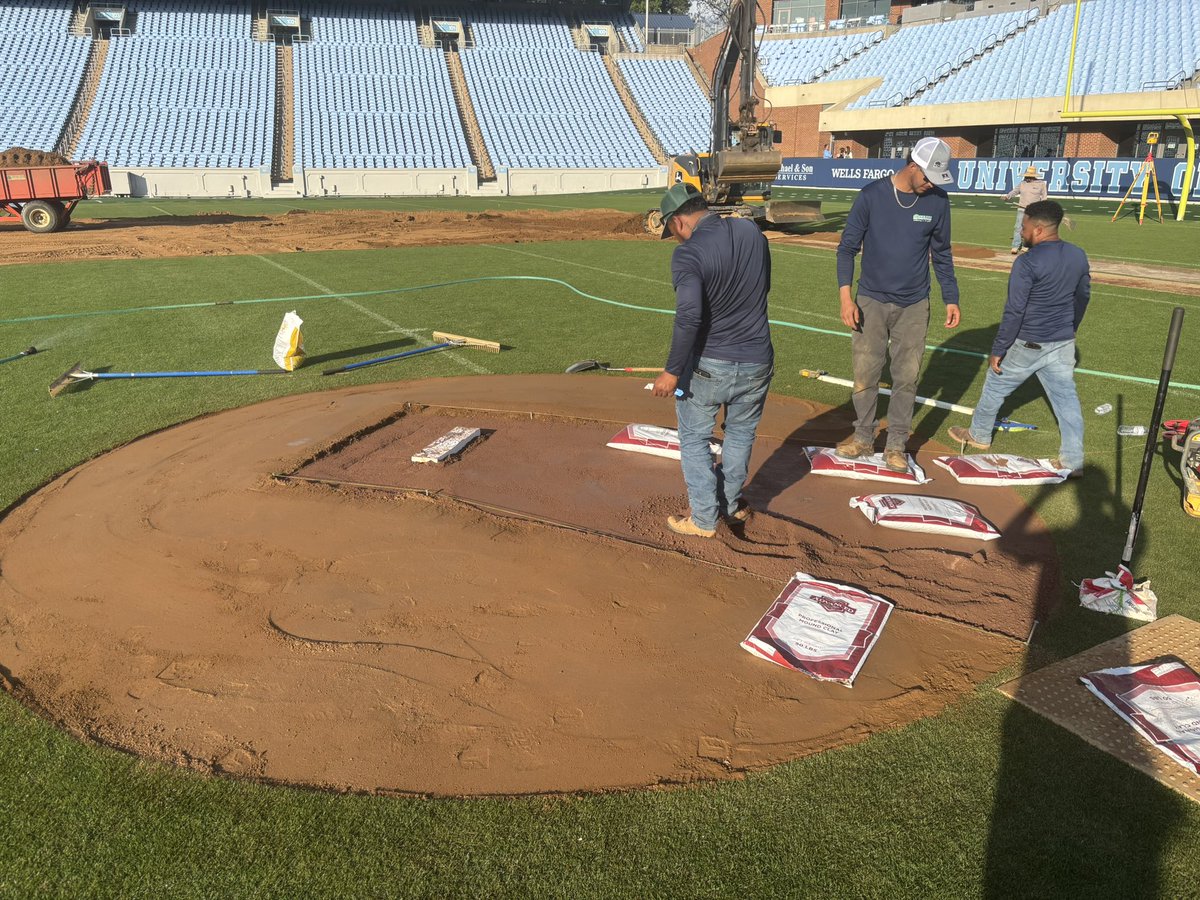 Ryan_Anderson96's tweet photo. One of the cool parts about this project is getting to test out different packing clays we haven’t used before on the mound and home plate. Would look to use these in our bullpens and at softball https://t.co/HCGW6YmtPe