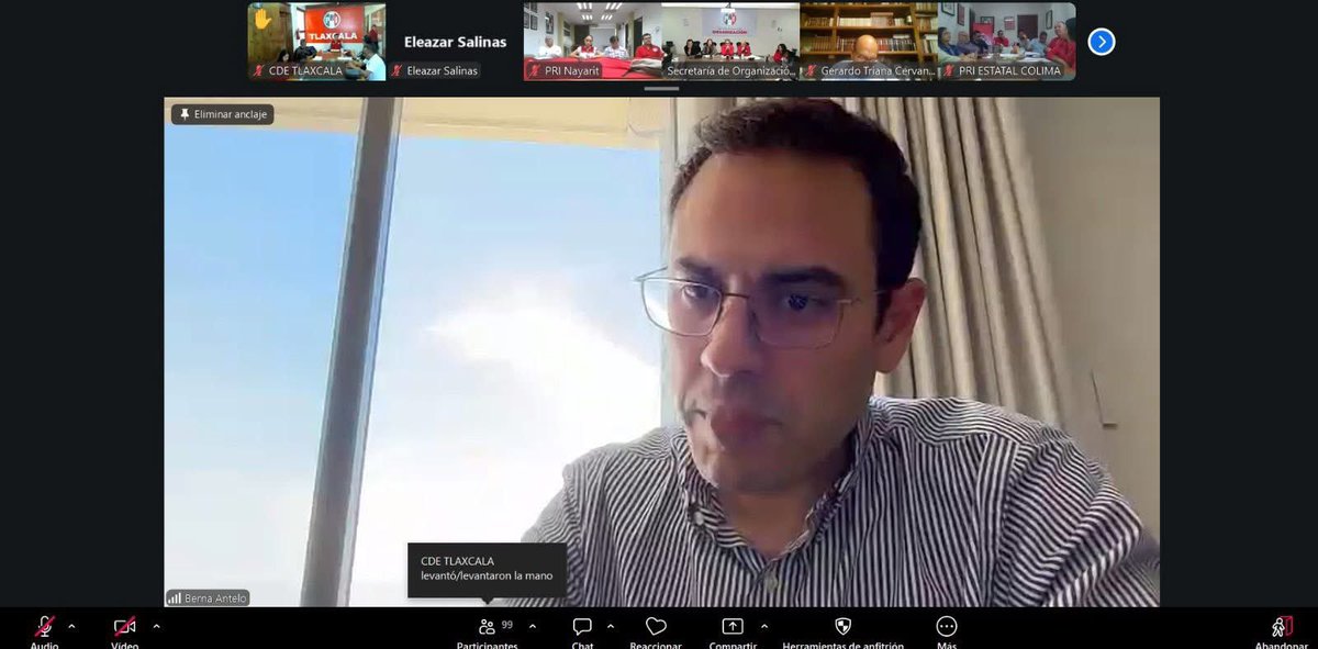 BernAntelo's tweet photo. Por indicaciones de @alitomorenoc, participamos en reunión nacional vía Zoom con Jorge Meade y dirigencias estatales.

Como presidente del CONALPRI, firmes y organizados para defender a México. 🇲🇽

#PRI #CONALPRI #DefensoresDeLaPatria https://t.co/rEOo4B756U