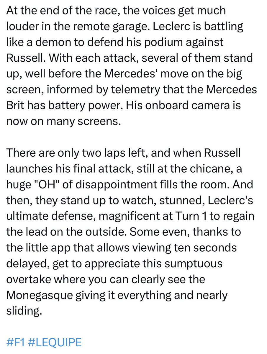 SwervinF1's tweet photo. Mercedes engineers were unable to comprehend how Leclerc was able to maintain position.

Charles Leclerc makes the impossible, possible. https://t.co/ocyelL5gW0