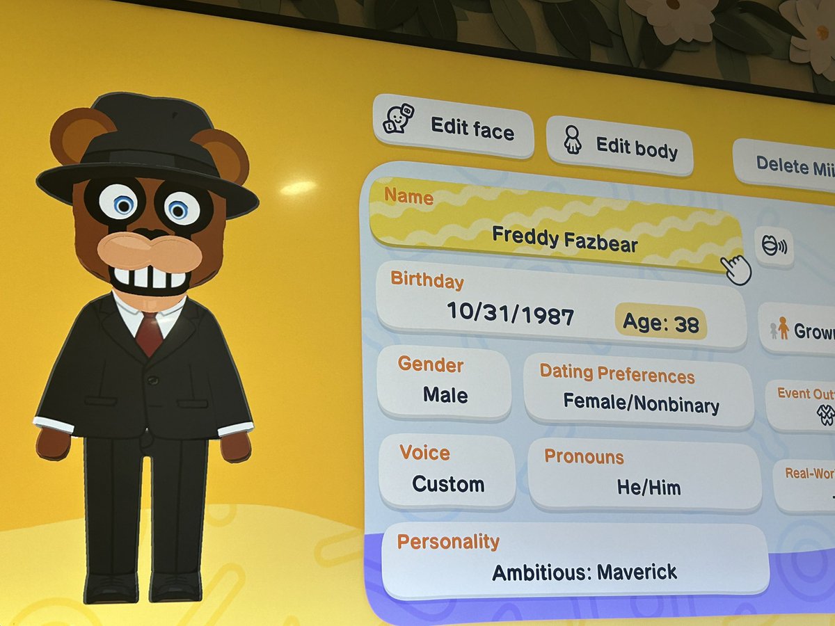 BazileDemons's tweet photo. #fnaf Freddy fazbear in tomodachi life #tomodachi https://t.co/C1FbYTh3kc