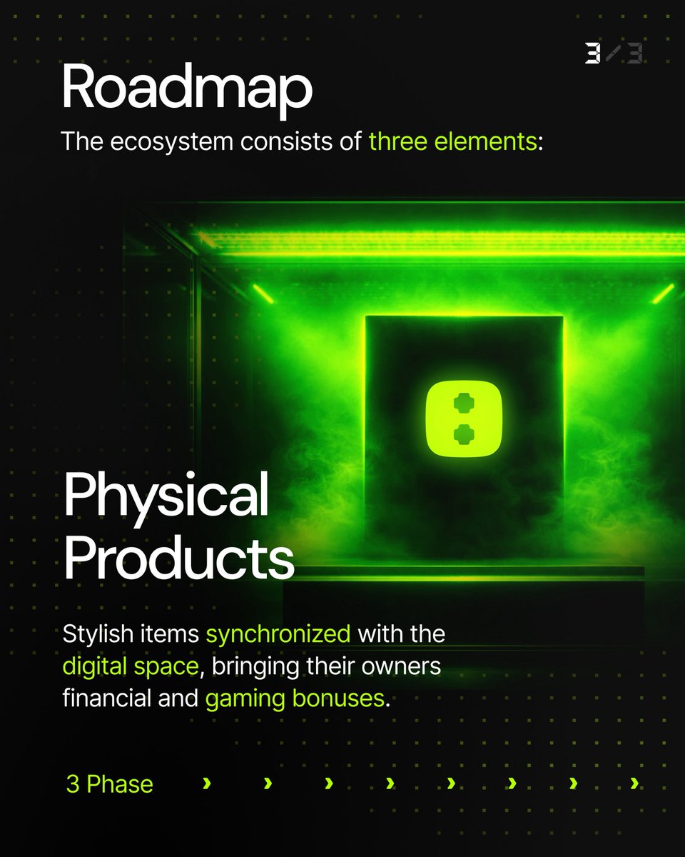 NYMB_app's tweet photo. Phase 3 ▫️ Physical Products
Physical items synchronized with the digital space, providing owners with financial and gaming bonuses. https://t.co/vpZcwUNPWg