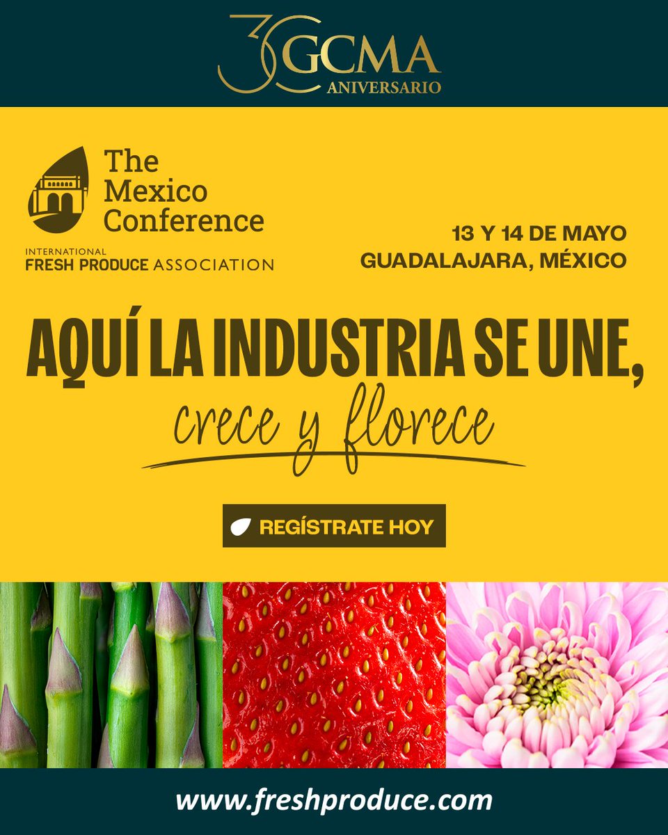 GCMA1Oficial's tweet photo. ⚠️ #AgrocomunidadGCMA: la preventa cierra el 15 de abril. Cathy Burns, CEO de IFPA, en Guadalajara el 13 de mayo. 🎤🌿 

Regístrate 👉 https://t.co/6PSuJ1qtuP 

#MexicoConference2026 #AgrocomunidadGCMA #IFPA #FreshProduce #AgroMéxico https://t.co/lcvhaVHdP8