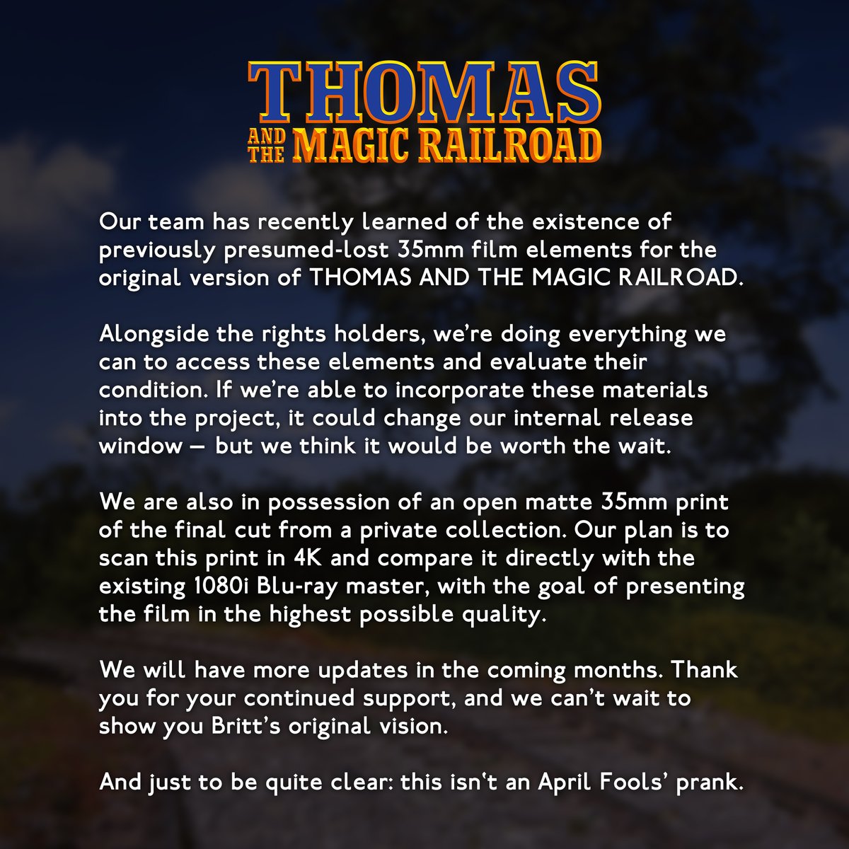 The Magic Railroad: Director’s Cut tweet media