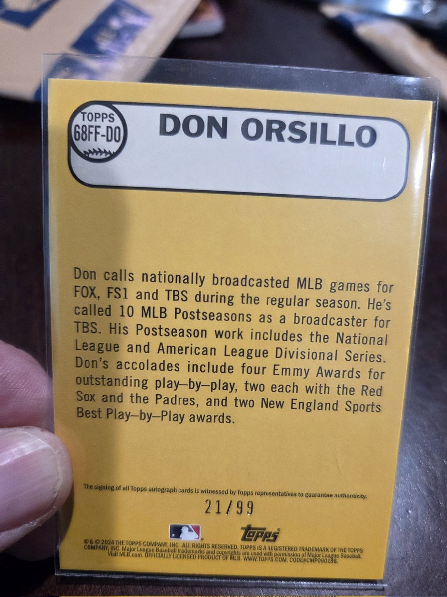 SBergerBOSTON's tweet photo. Recent ebay pickup for the great Northeastern Huskies, Boston Red Sox & current Padres broadcaster #DonDiego @DonOrsillo . https://t.co/n6rXAP29ov