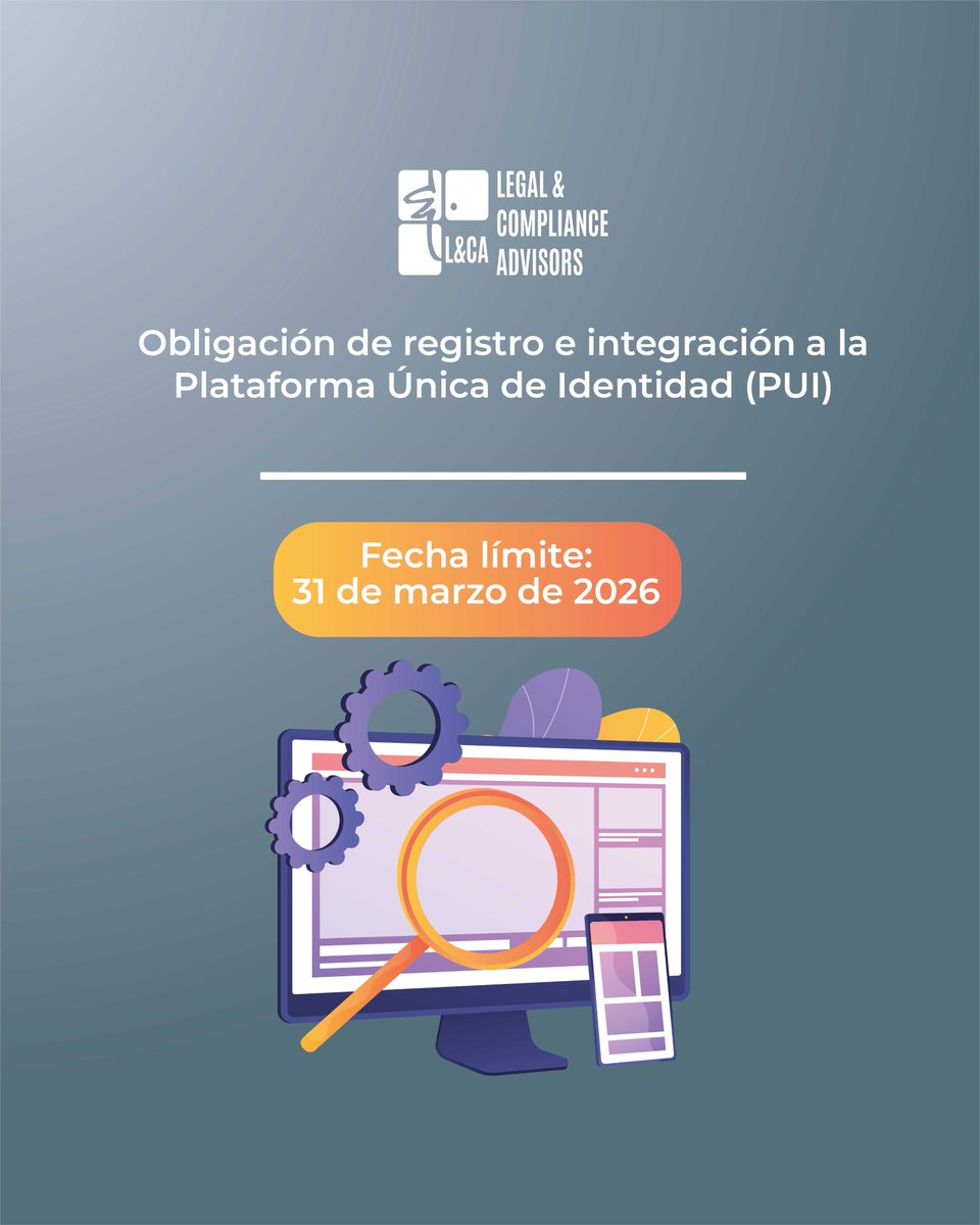lcadvisors's tweet photo. 🚨 Último día de registro 🚨

La Obligación de registro e integración a la Plataforma Única de Identidad (PUI) es un requisito clave para el cumplimiento normativo.

#CumplimientoNormativo
#PUI
#Regulación
#Empresas
#SeguridadJurídica 🚨 https://t.co/DcJdPJzzde