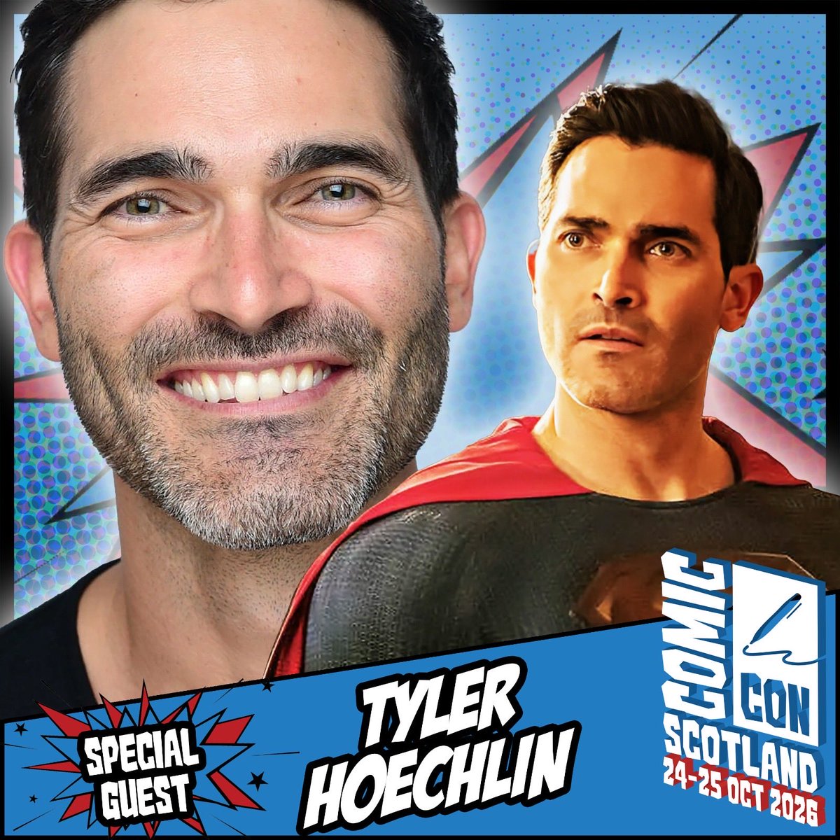 comconscotland's tweet photo. Comic Con Scotland welcomes Tyler Hoechlin, known for projects such as Superman &amp; Lois, Teen Wolf, 7th Heaven, and many more.

Appearing 24-25 October!

Tickets: https://t.co/ztugbIY6uj https://t.co/OTTiByIPrd