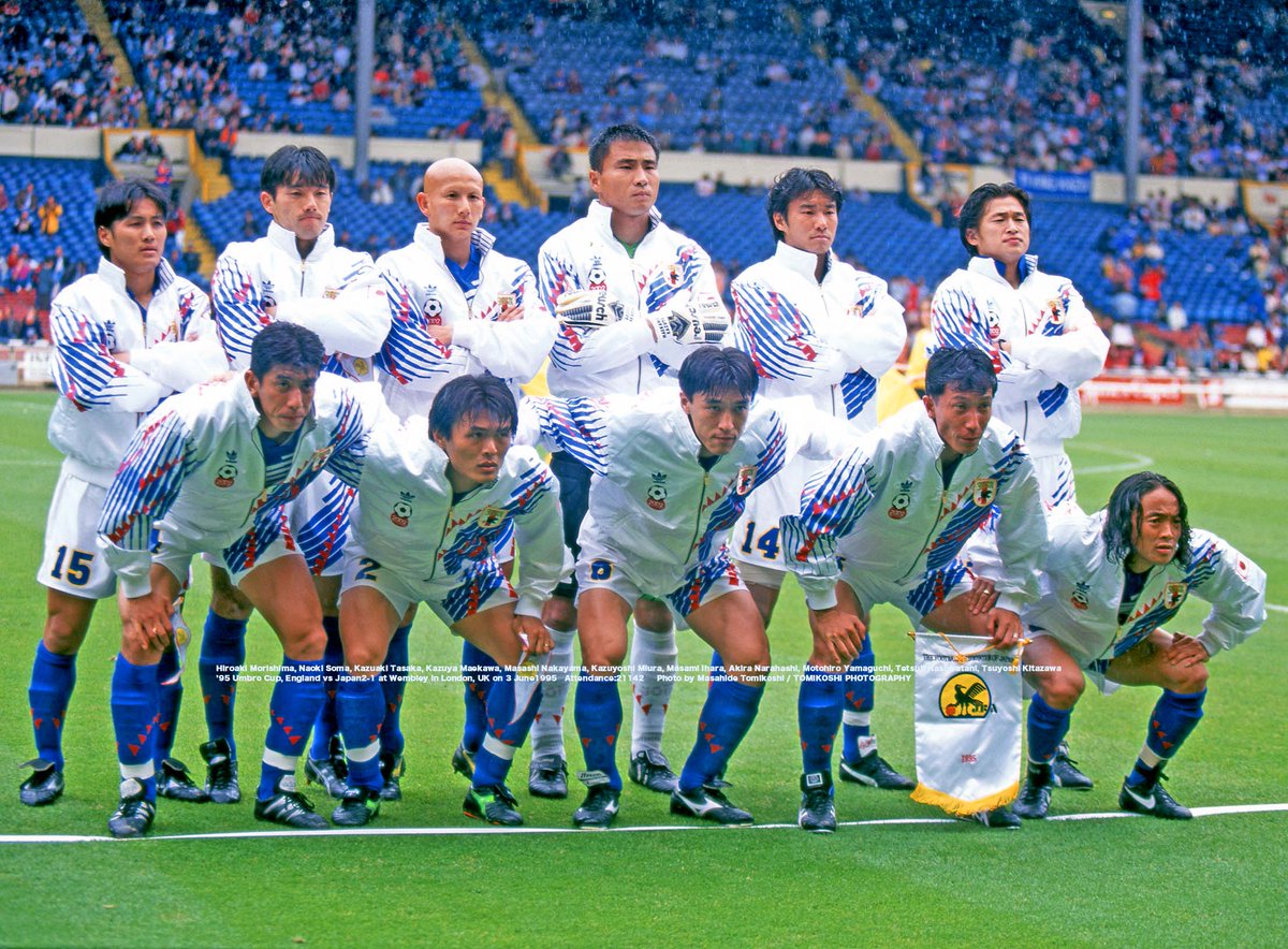 tphoto2005's tweet photo. Hiroaki Morishima, Naoki Soma, Kazuaki Tasaka, Kazuya Maekawa, Masashi Nakayama, Kazuyoshi Miura, Masami Ihara, Akira Narahashi, Motohiro Yamaguchi, Tetsuji Hashiratani, Tsuyoshi Kitazawa
’95 Umbro Cup, England vs Japan2-1
at Wembley, London 3 June1995
Photo by Masahide Tomikoshi https://t.co/R0gX6Va1m7