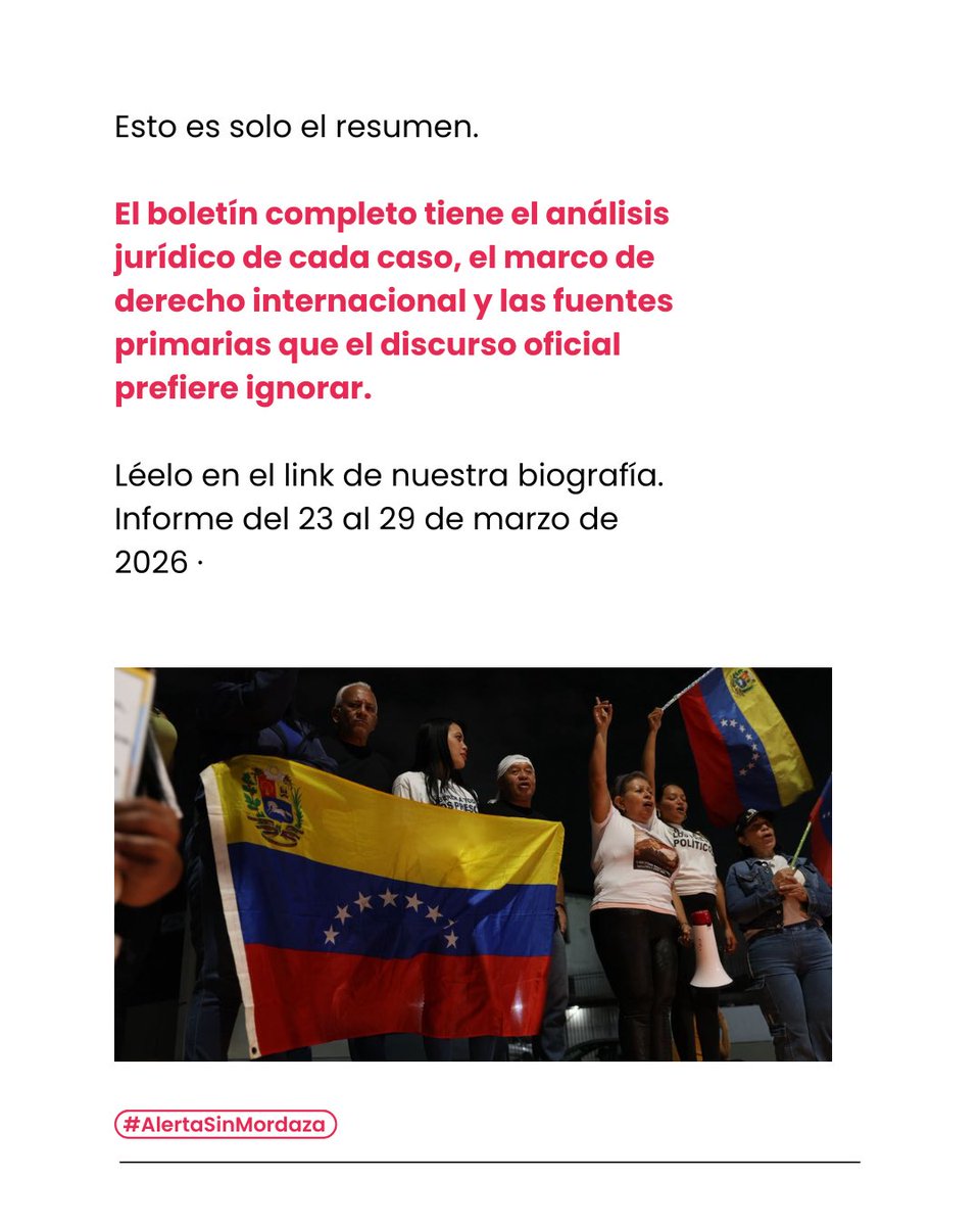 ¿Qué parte de esto es la transición? Familias marchando en silencio por sus presos políticos y órdenes de libertad que se ignoran en las cárceles.

El régimen fabrica su propia verdad mientras el país enfrenta apagones y ecocidio. La realidad no se puede ocultar.

📄 Informe