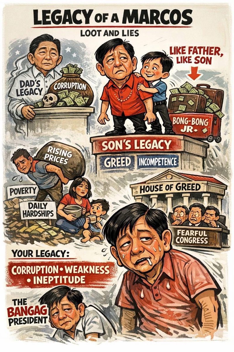 “The only legacy I can think of is the legacy of corruption which clearly you have surpassed that of your infamous father. 

Your legacy is your corruption, your weakness, your inability to address the simplest of problems of every filipino, and, of course, your being the one and