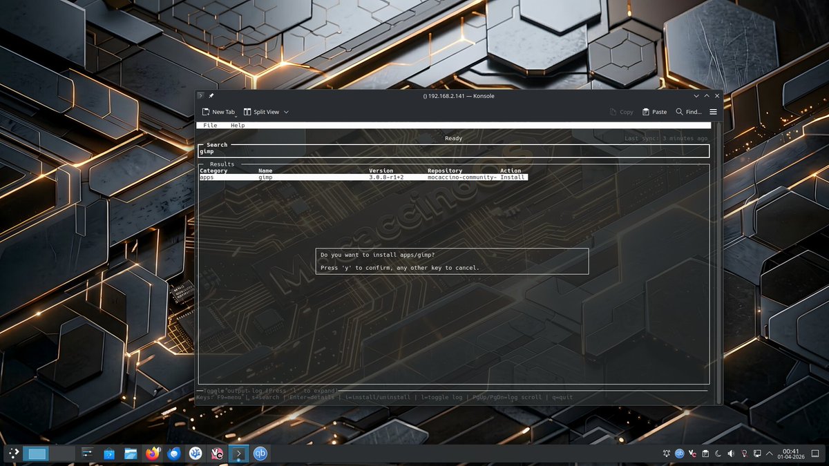 JoostRuis's tweet photo. If you install VaJo on #MocaccinoOS not only do you get a nice GUI front end for the #Luet package-manager,  you also get the ncurses based TUI that you can use remote over ssh. And it works exactly the same way as the GUI. 

#Linux #FOSS https://t.co/fLzJ35G9cr