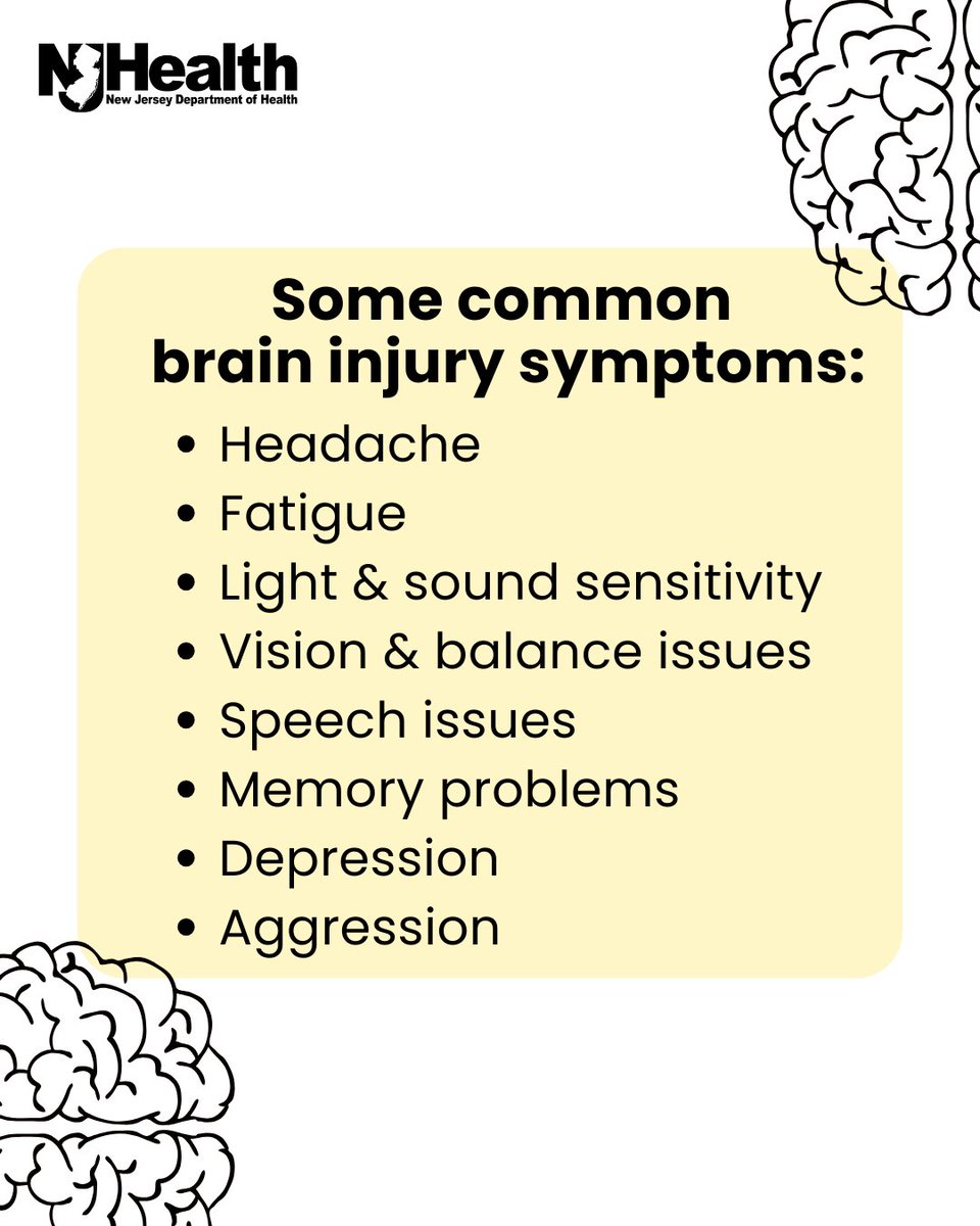 NJDeptofHealth's tweet image. Brain injury symptoms can appear right away or develop over time. If you have any questions, contact your health care provider. Learn more resources: nj.gov/disabilities/r… #HealthierNJ #brain #braininjury
