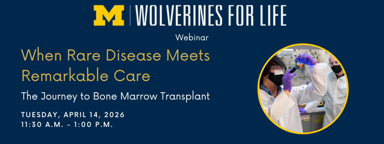 Wolverines4Life's tweet photo. Some patients with rare marrow-impacting disorders may face life-threatening complications. 💙
Hear their stories and learn about bone marrow donation at Wolverines for Life’s webinar 4/14 with Dr. Michniacki &amp; Skylar Grossberg.
🔗 Register now: https://t.co/LySTQIpOLM https://t.co/zcRnuA5eO1