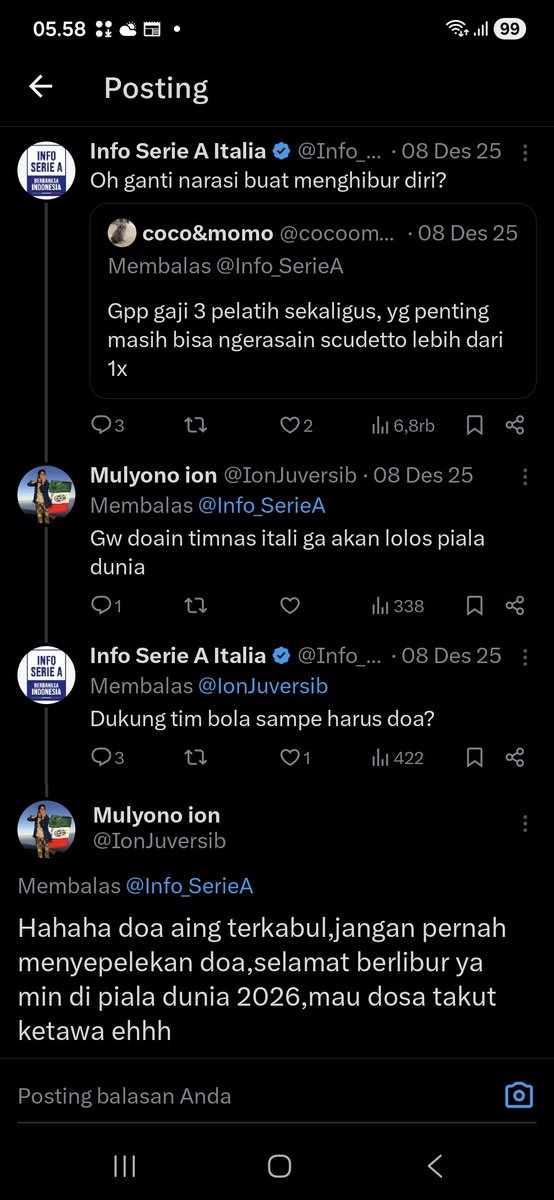 IonJuversib's tweet photo. @Info_SerieA gimana min kekuatan doa,libatkan Allah dlm apapun itu wajib bro,mau ketawa takut dosa wkwkwk https://t.co/qyickRKnpm