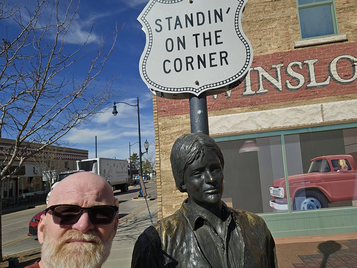 RockGodRed's tweet photo. Took a 2 week vacation and did a road trip to visit wife's family in Cali.... long, scenic ride home and had to stop in winslow, az.... for obvious reasons https://t.co/riPgecXsrg