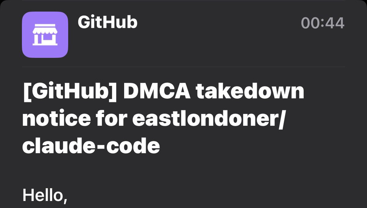 Is everything ok <a href="/AnthropicAI/">Anthropic</a> ?

Is forking your public GitHub repo to file issues in good faith a crime now?

I actually had a PR merged but now my fork has been taken down by a DMCA request