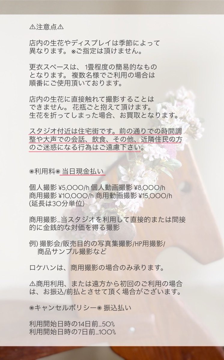 studioxparadis's tweet photo. ご予約時の確認事項を更新します✺⋆*
注意点などツリーまでご一読の上、ご利用ご検討下さい。 https://t.co/cOc9D9xv6h