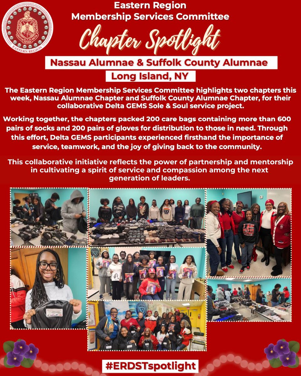 easternregdst's tweet photo. The Eastern Region Membership Services Committee proudly highlights @Nassau_Alumnae, @dst_scac, and the Upsilon Delta Chapter for their purposeful service through collaboration, mentorship, and empowerment! https://t.co/YY18kV33dO