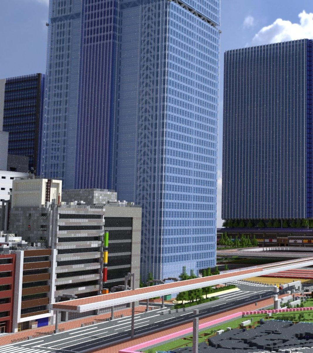 Yokos_color's tweet photo. 骨組みが目立つオフィスビル #大目府 #Minecraft建築コミュ https://t.co/3ibmS1CMc1