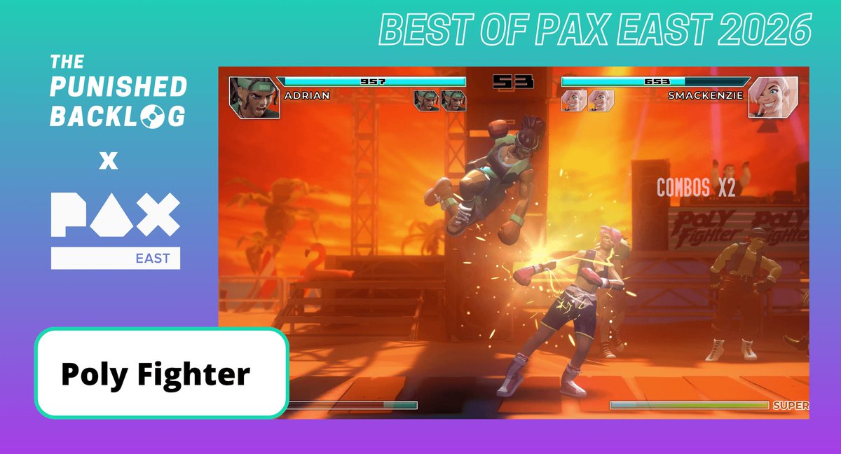PunishedBacklog's tweet photo. @EmptiestCastle @WhitethornGames @crkdgg @DoubleFine @XboxPublishing @tasseidenki @MyGAIME @BandaiNamcoUS Best of #PAXEast2026 (14/??):

@PolyFighterGame from @HeartLoopGames

"Poly Fighter takes two genres that shouldn’t work well together and somehow defies the odds. It’s a fighting game that you can play at your own pace, without risk of embarrassing yourself at the arcade." https://t.co/SyhGSGOZ6J