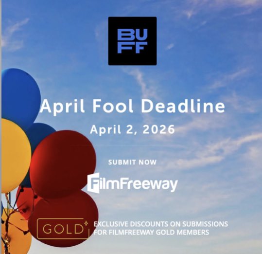 BUFilmFestival's tweet image. Our lowest ever price. Submit your films and scripts now for BUFF 2027. Student discounts and Film Freeway Gold discounts are also available.

Visit our Film Freeway page: FilmFreeway.com/britishurbanfi… 

#SubmissionsOpen
#BUFF2027
#DiscountsAvailable
#NewSeason
#NoJoke