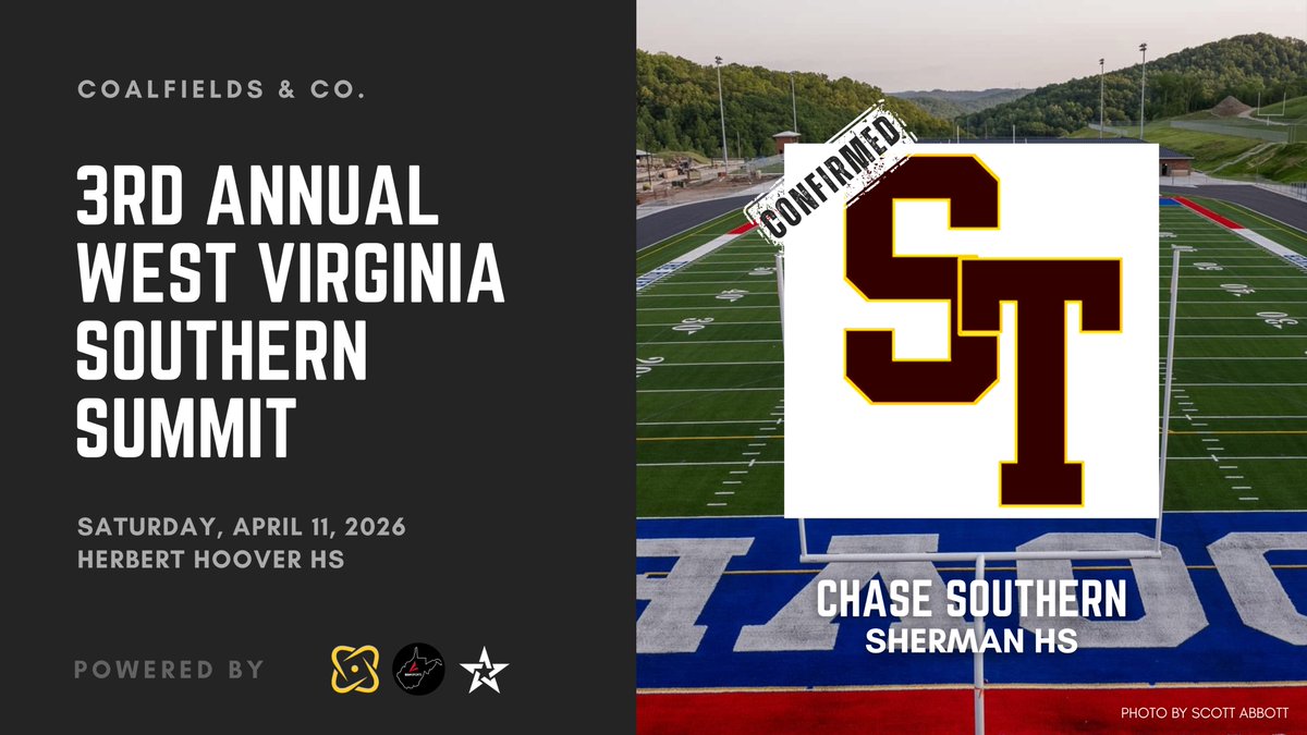 CoalfieldsCo's tweet photo. More notable prospects incoming to the #wvprepfb Southern Summit: Chase Southern (Sherman), Jonathan Kaufman (Parkersburg South), and Justin Woolfolk Jr. (Huntington).  Let's go!

https://t.co/xqi9FpqmLf https://t.co/ZzgJctUxej