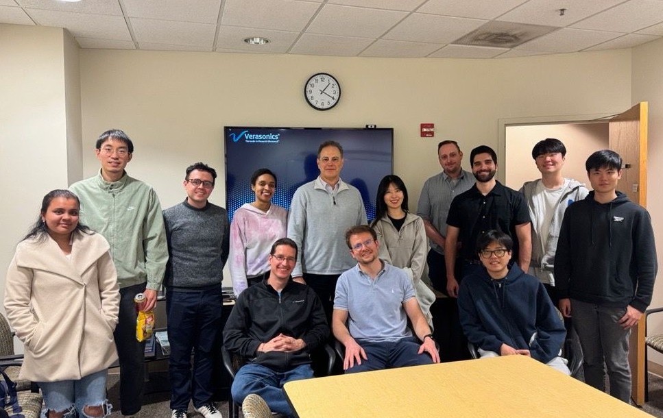 Verasonics's tweet photo. Engaging with students is key to supporting the future of ultrasound research.

Alex Exposito and Miguel Bernal connected with students at @GeorgiaTech through the @IEEEorg UFFC Student Chapter to discuss the field and career paths.

Great discussion all around! https://t.co/yZI3uuJVOa