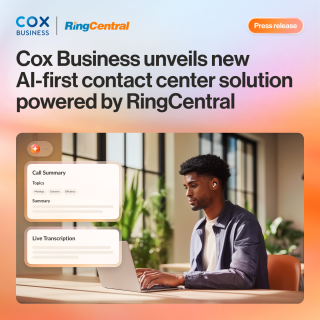 david_wallace37's tweet photo. @RingCentral and @Coxbusiness expand partnership with the launch of Cox Business Contact Center with RingCentral. This new advanced solution ​​helps streamline customer operations through a personalized, AI-first, unified communications platform. More. https://t.co/EDJB7z3EcW https://t.co/Vjnu6Wv5P4