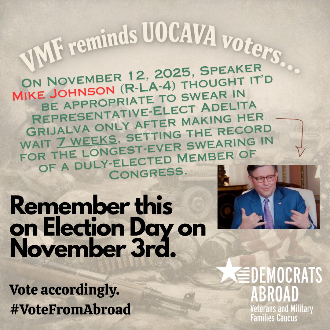 Dems Abroad Veterans & Military Families Caucus tweet media