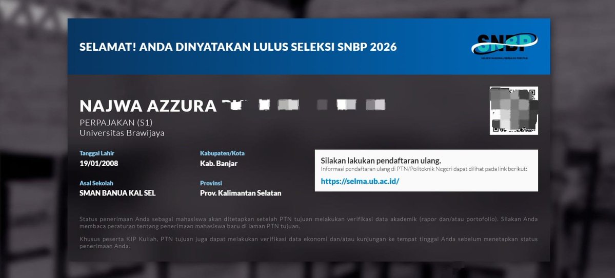 bismillah lolos SNBP UB, Aamiin Allahumma Aamiin! tweet media