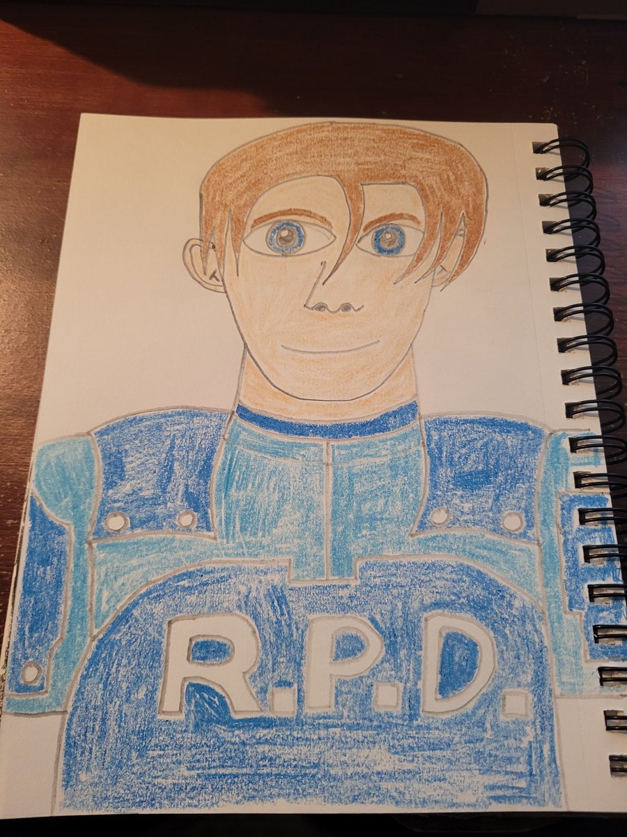 piano_player97's tweet image. My drawing of Leon Kennedy from Resident Evil 2. #leonkennedy
#residentevil2fanart
#capcomcharacter
#brownhair
#blueeyes 
#videogamecharacter