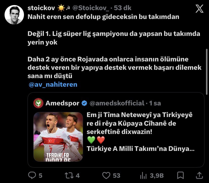 sadecebilalya's tweet photo. sağda solda millete ırkçı, faşist diye ağlayanların, konu Türk Milli Takımı olunca sergiledikleri ourspu çocukluğu  :D https://t.co/NEJHFMZm2a