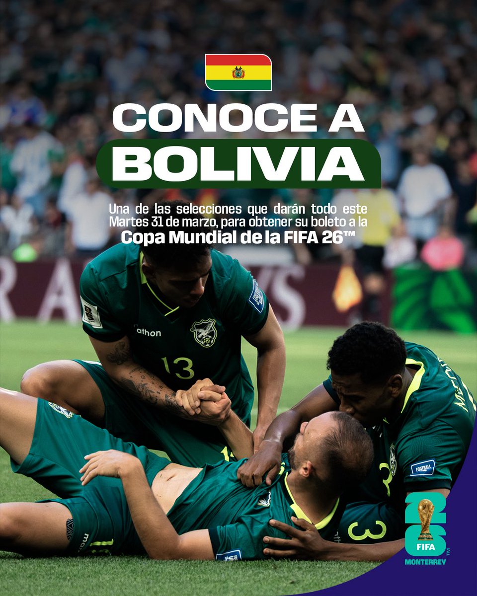 MonterreyFWC26's tweet image. Bolivia no clasifica a una Copa Mundial de la FIFA™️ desde USA 1994. 👀🏆

¿Lograrán el sueño mundialista? 🇧🇴

-

Since USA 1994, Bolivia has not qualified for a FIFA World Cup™️. 👀🏆

Will they achieve the World Cup dream? 🇧🇴

#WeAreReady #Somos26 #SomosMonterrey