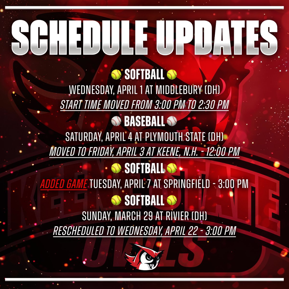 🦉🔴 Keene State Athletics tweet media