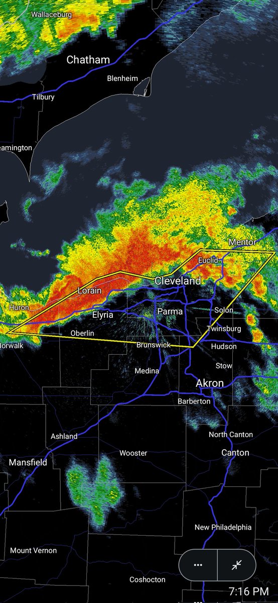 Round 2 of severe storms coming into Cleveland.
Damaging winds possible and a ton of rain moving in.