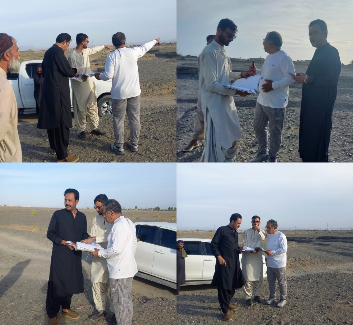 DC_Chagai's tweet photo. اسسٹنٹ کمشنر دالبندین مجیب الرحمن ساتکزئی اور ایکسیئن بی اینڈ آر علی اکبر نے پٹواری ناصر کے ہمراہ ڈسٹرکٹ اسپورٹس کمپلیکس کی جگہ کا معائنہ کررہے ہیں 
@CMOBalochistan
@dpr_gob 
@cs_balochistan https://t.co/DG9aUxGi7m