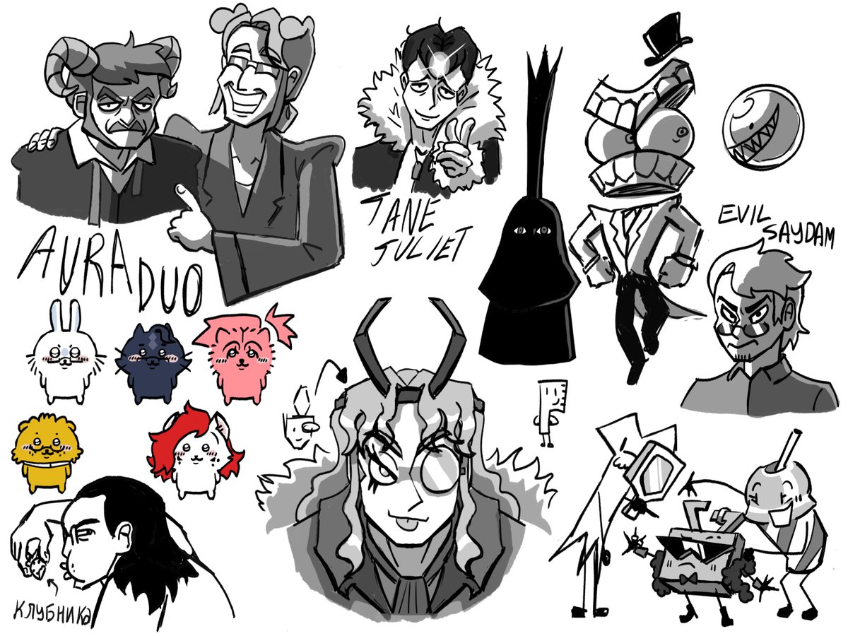SaydamTt's tweet photo. drew some requests on telegram

and some random grayscale sketches https://t.co/CPfPW2nMqv