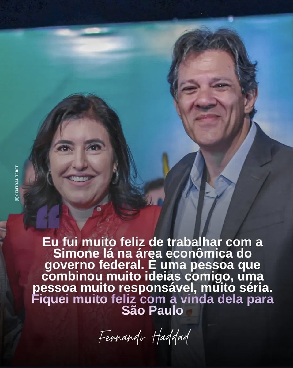 O estado de São Paulo dará um gigantesco salto de qualidade com Simone Tebet Senadora e Fernando Haddad Governador! Viva SP! Viva o povo Paulista!!! 🔴⚪️⚫️ ⭐️🇧🇷