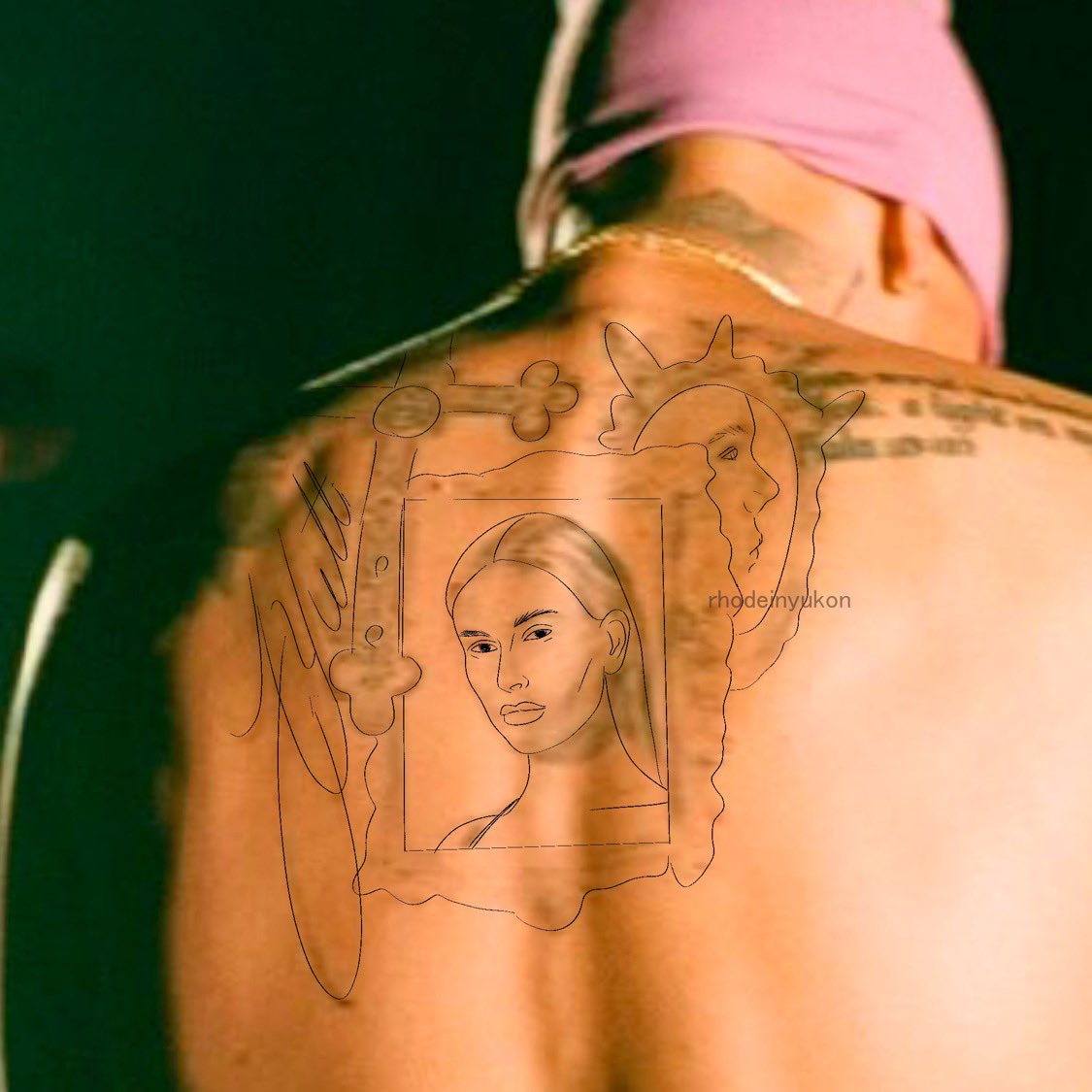 aii agr deu p ver melhor o rostinho do jack na tattoo do justin 😩