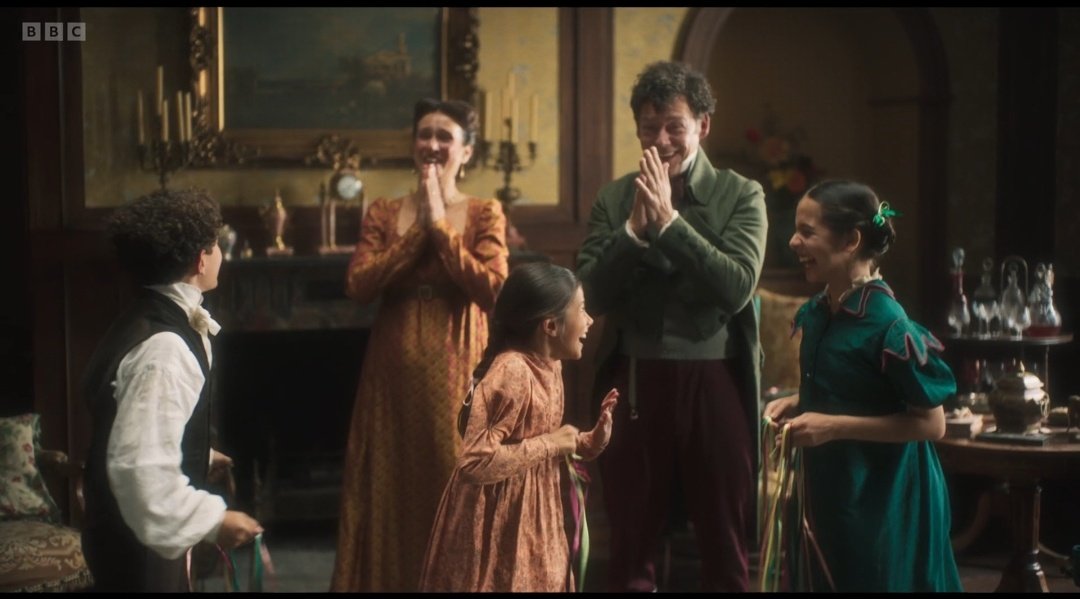 EmmaMartn7's tweet photo. I'm all the Gardiners together celebrating that Marytom are finally together! 

Love sm their support &amp; love for MaryTom. And their happy cutie faces when they enter the room like "yes, we'll be the Haywards soon" 🤏

#TheOtherBennetSister https://t.co/knU1jpQPYC