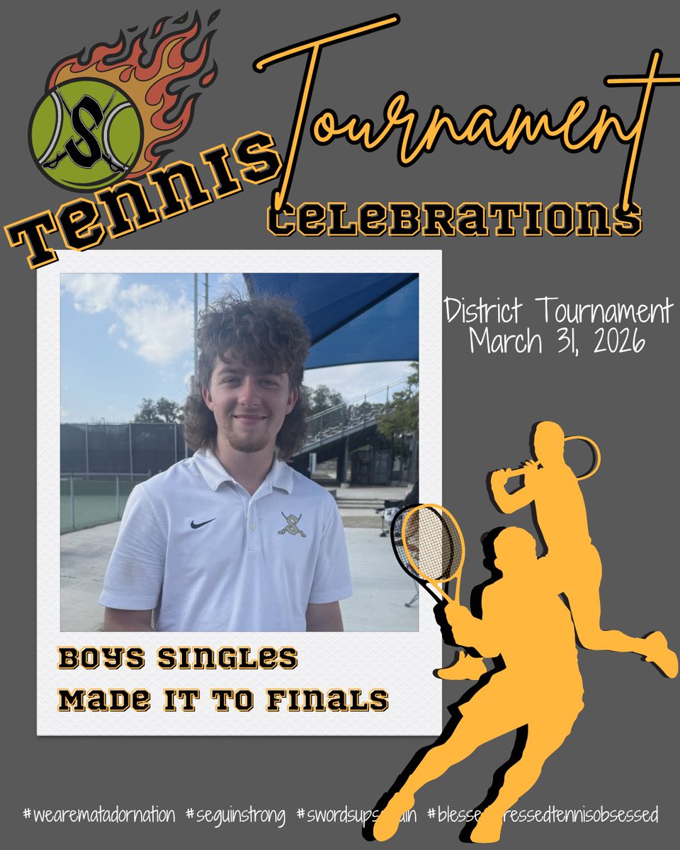 seguinisdtennis's tweet photo. Day 1 of the 2025-2026 District Tournament has come to an end and we have several teams headed to the finals on Thursday for a chance to advance to Regionals!! LET’S GO!!!! @SeguinAthletics 

#wearematadornation #seguinswordsup #imnevergonnaquit #lovesetmatch https://t.co/9bB5Q4Q4Z9