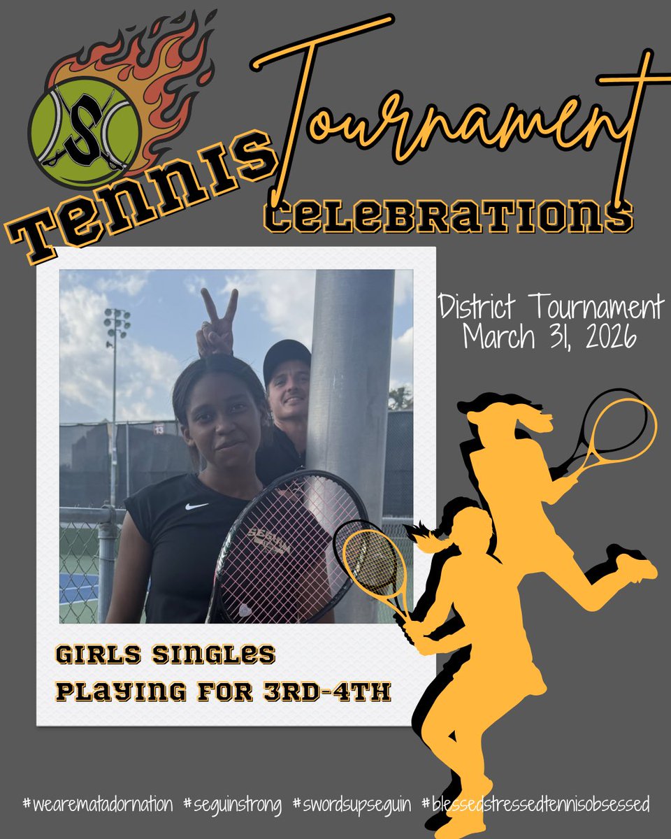 seguinisdtennis's tweet photo. Day 1 of the 2025-2026 District Tournament has come to an end and we have several teams headed to the finals on Thursday for a chance to advance to Regionals!! LET’S GO!!!! @SeguinAthletics 

#wearematadornation #seguinswordsup #imnevergonnaquit #lovesetmatch https://t.co/9bB5Q4Q4Z9